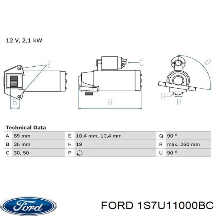 1S7U11000BC Ford стартер