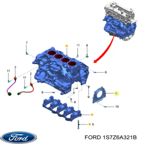 1S7Z6A321B Ford Сальник коленвала корінний