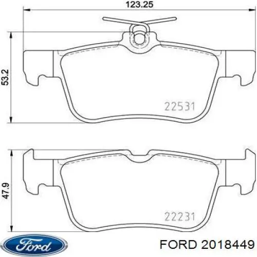 Задні гальмівні колодки Ford 2018449 ціна, від 23.90 USD