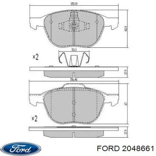 Передні тормозні колодки 2048661 Ford