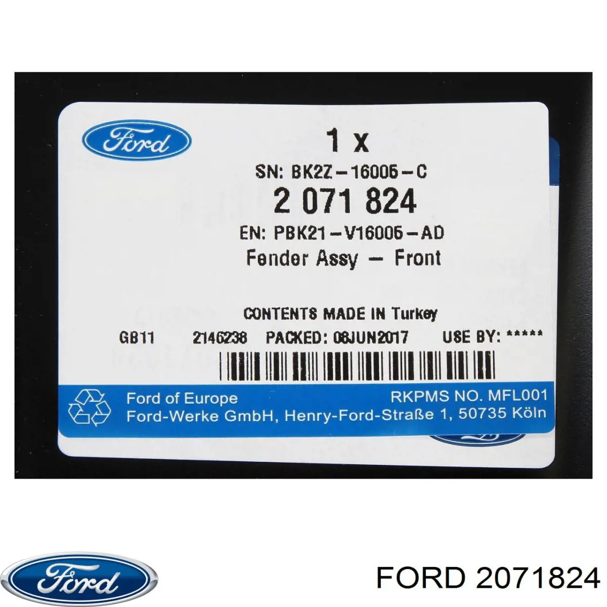 2071824 Ford Крило переднє праве