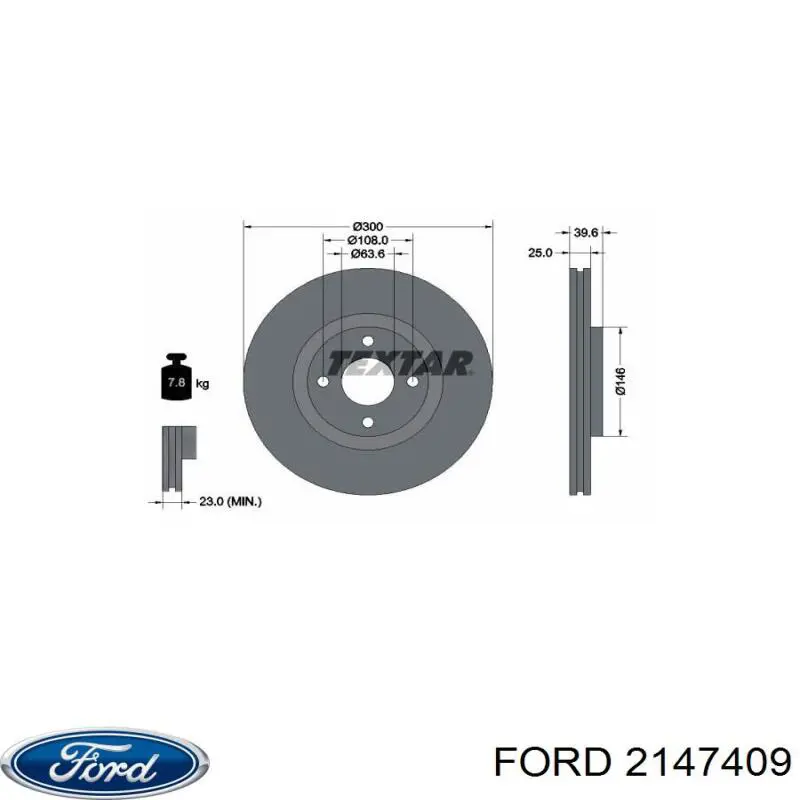 Диск переднього гальма Ford 2147409 ціна, від 68.03 USD