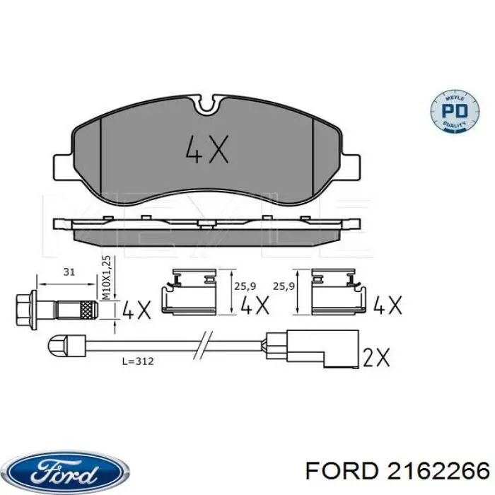 Купити 2162266 Ford Колодки гальмівні передні, дискові