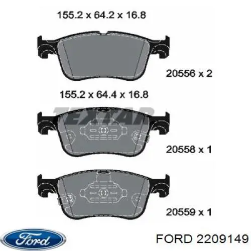 Колодки гальмівні передні, дискові 2209149 Ford