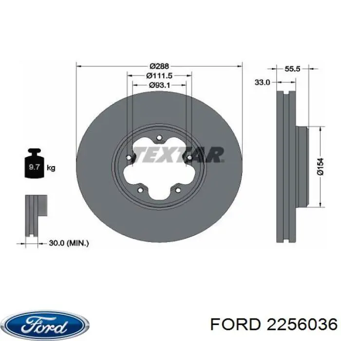 Диск переднього гальма Ford 2256036 ціна, від 59.21 USD