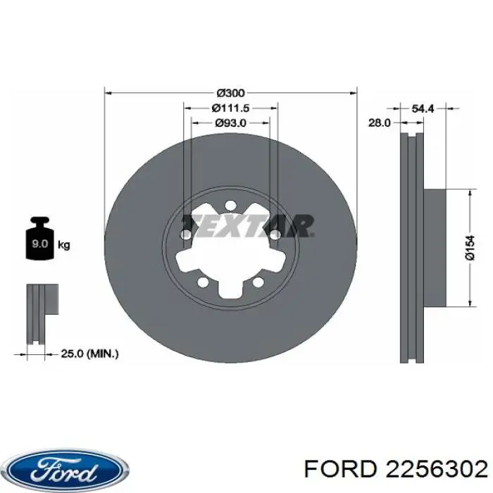 Купити 2256302 Ford Ротор гальмівний