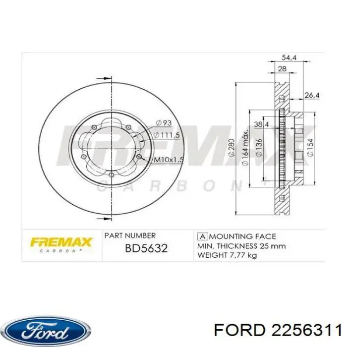 Купити 2256311 Ford Ротор гальмівний