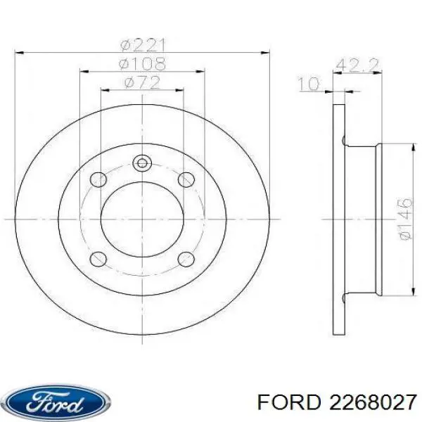 Диск переднього гальма Ford 2268027 ціна, від 40.43 USD