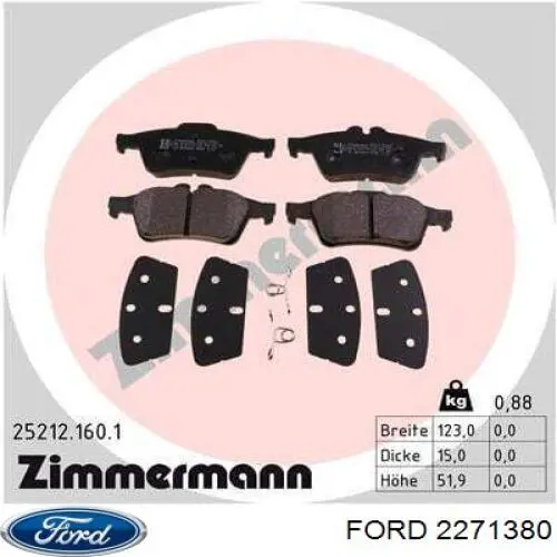 Задні гальмівні колодки Ford 2271380 ціна, від 21.82 USD