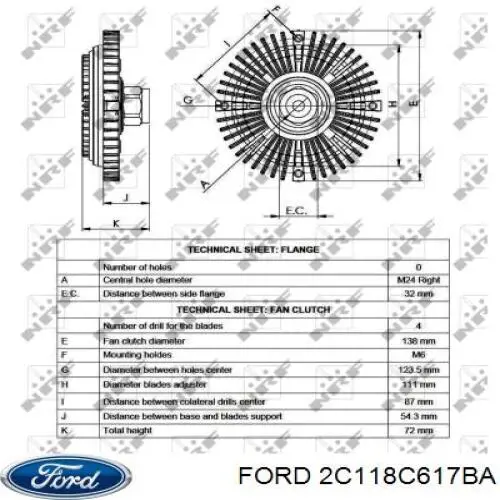 В'язкова муфта вентилятора Ford 2C118C617BA ціна, від 37.20 USD
