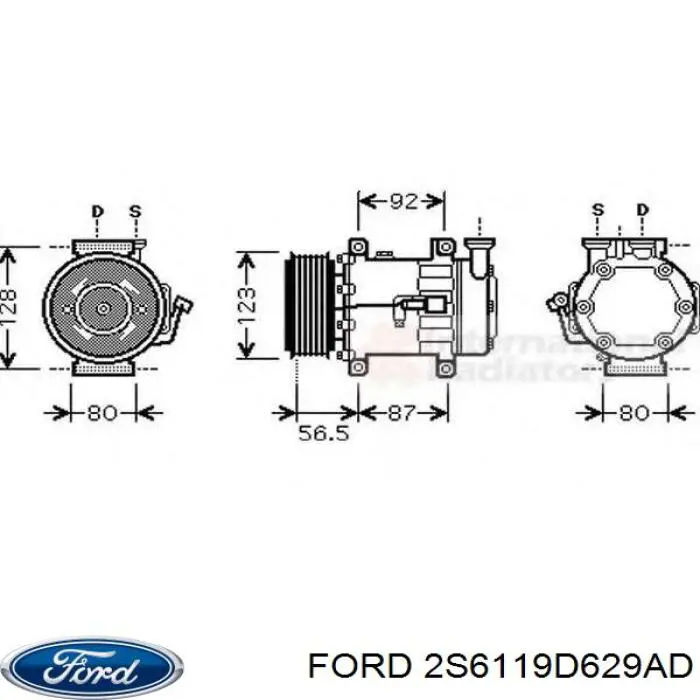 Купити 2S6119D629AD Ford Компресор кліматичної установки