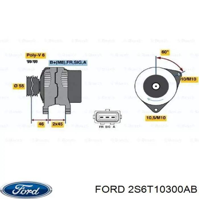 Генератор 2S6T10300AB Ford