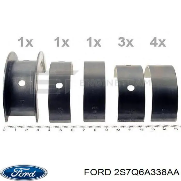 Купити 2S7Q6A338AA Ford Вкладиші колінвала, корінні, комплект, стандарт (STD)