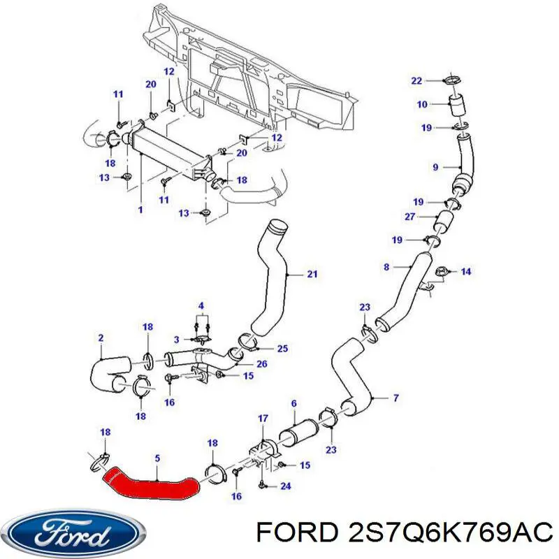 Шланг/патрубок интеркуллера Ford 2S7Q6K769AC ціна, від 13.93 USD