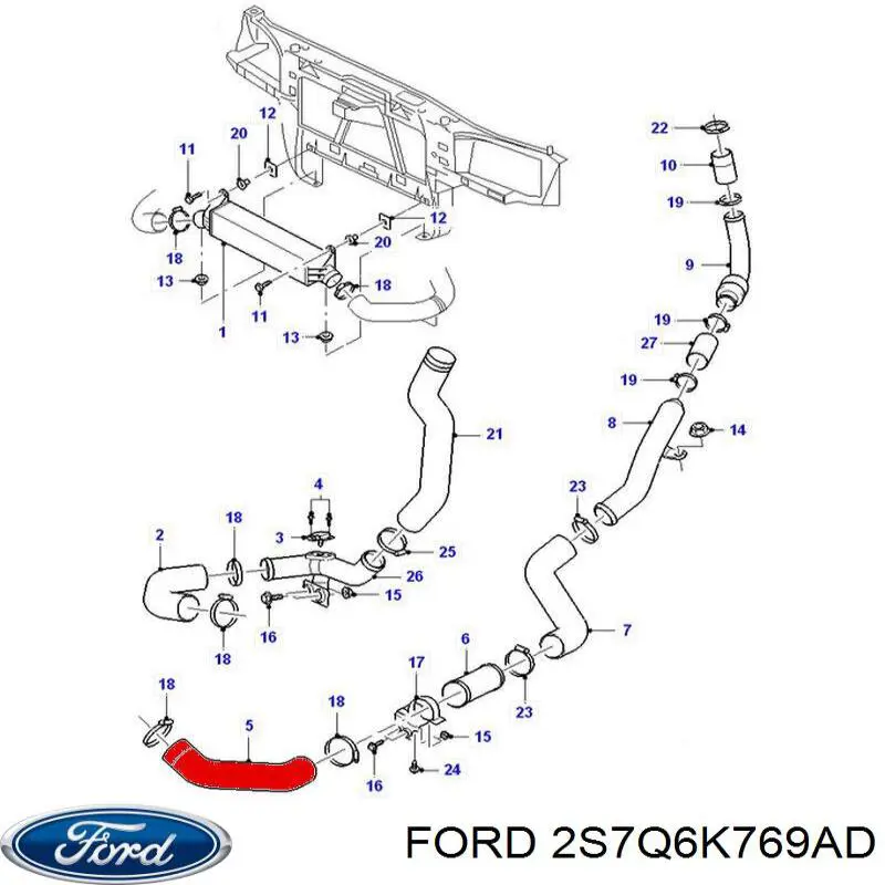 Шланг/патрубок интеркуллера 2S7Q6K769AD Ford