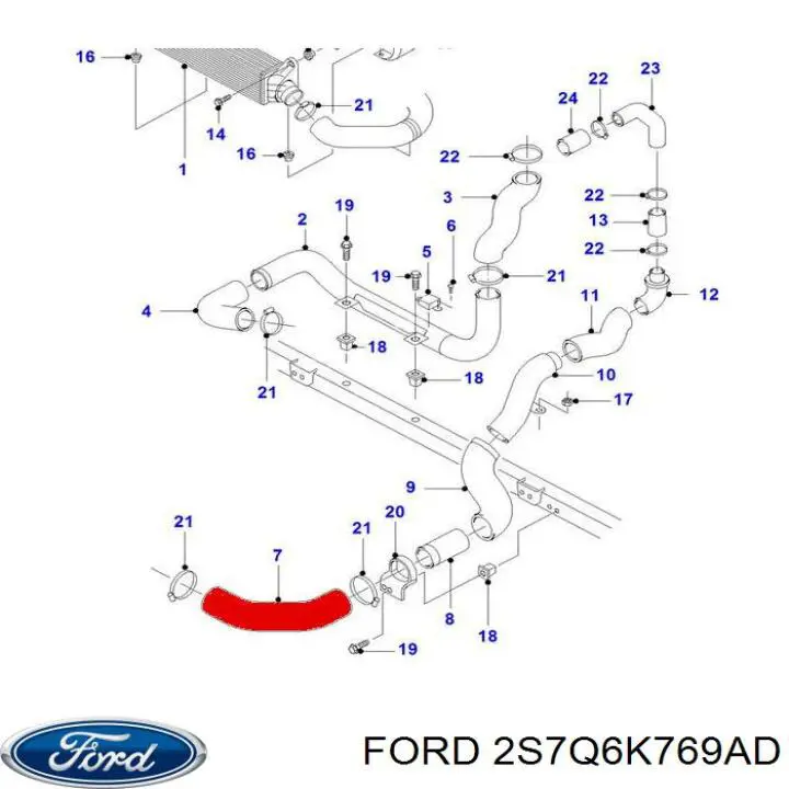 Шланг/патрубок інтеркуллера Ford 2S7Q6K769AD