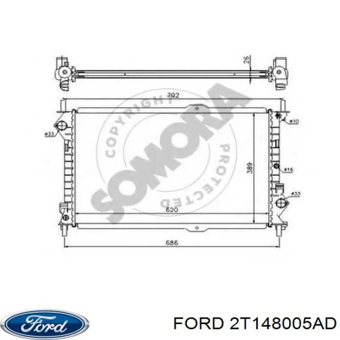 2T148005AD Ford Радіатор охолодження двигуна