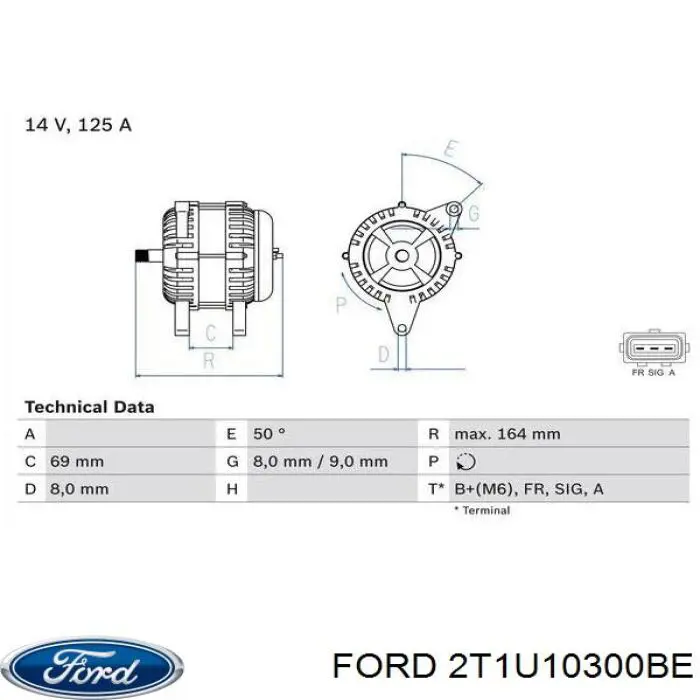 Генератор Ford 2T1U10300BE ціна, від 134.82 USD