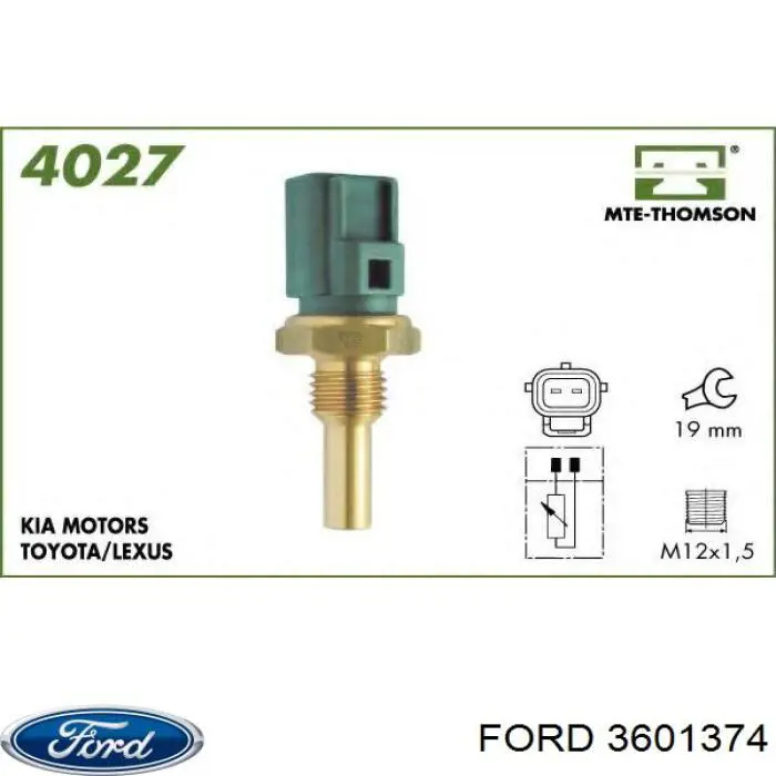 Термодатчик охолоджуючої рідини Ford 3601374 ціна, від 7.60 USD