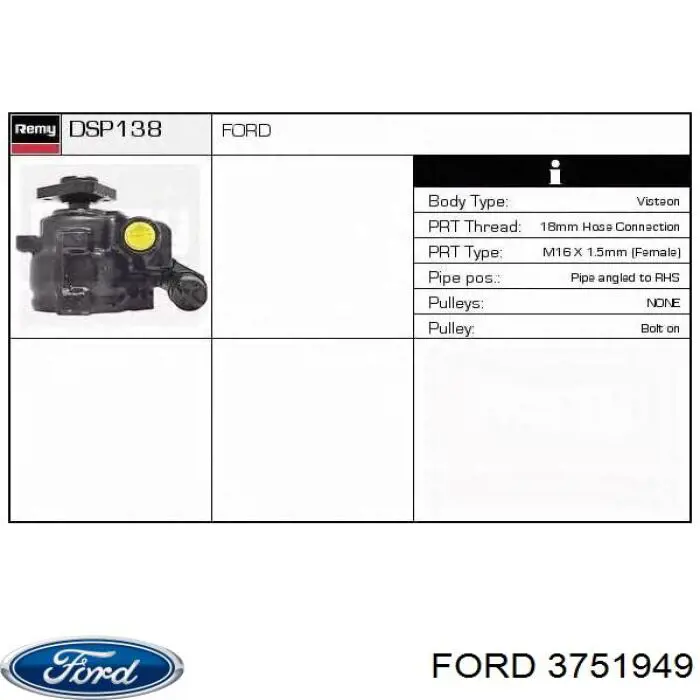 Насос ГПК Ford 3751949 ціна, від 73.32 USD