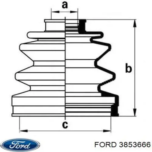 Пильник шарніра кутових швидкостей зовнішній передній Ford 3853666 ціна, від 7.64 USD