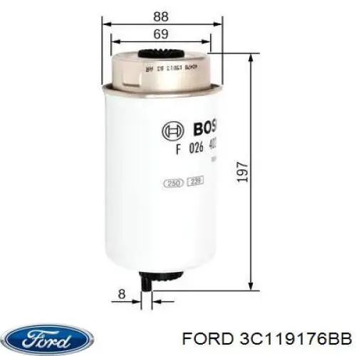 Фільтр тонкого очищення палива Ford 3C119176BB ціна, від 10.51 USD