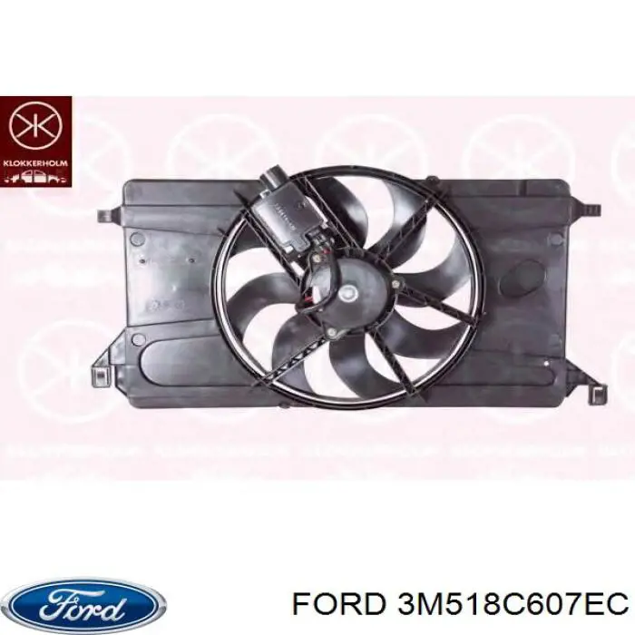 Купити 3M518C607EC Ford Дифузор радіатора охолодження, в зборі з двигуном і крильчаткою