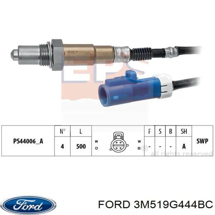 Лямбдазонд, датчик кисню після каталізатора Ford 3M519G444BC ціна, від 26.75 USD