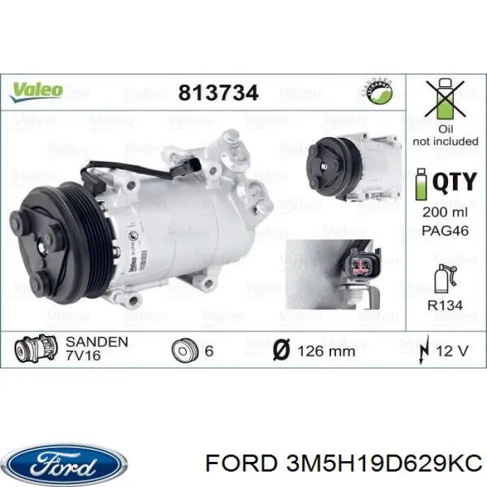 Компресор кондиціонера 3M5H19D629KC Ford