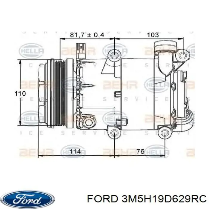 Компресор кондиціонера 3M5H19D629RC Ford