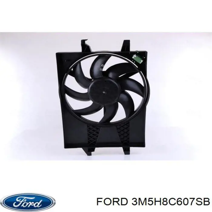 3M5H8C607SB Ford дифузор радіатора охолодження, в зборі з двигуном і крильчаткою