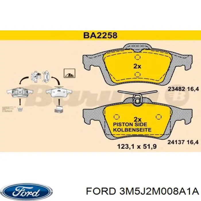 Колодки гальмові задні, дискові 3M5J2M008A1A Ford