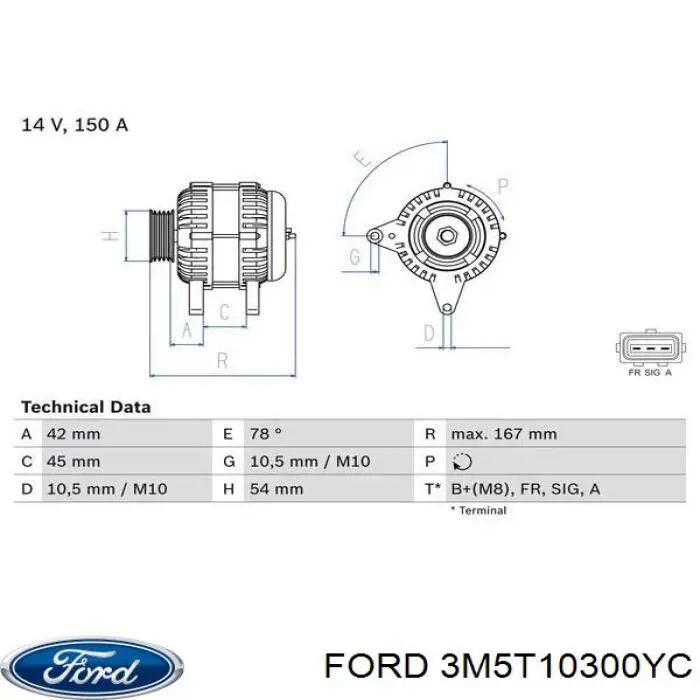 3M5T10300YC Ford Авто генератор