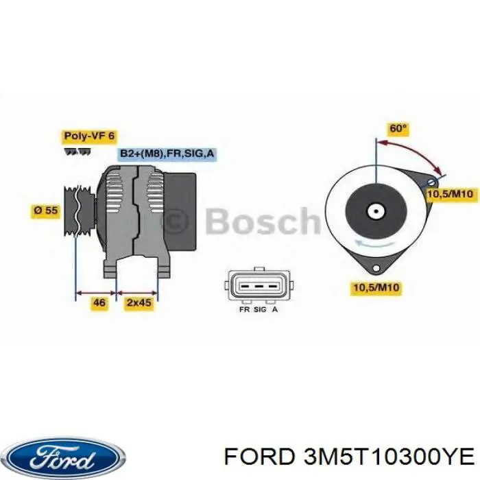 Генератор 3M5T10300YE Ford