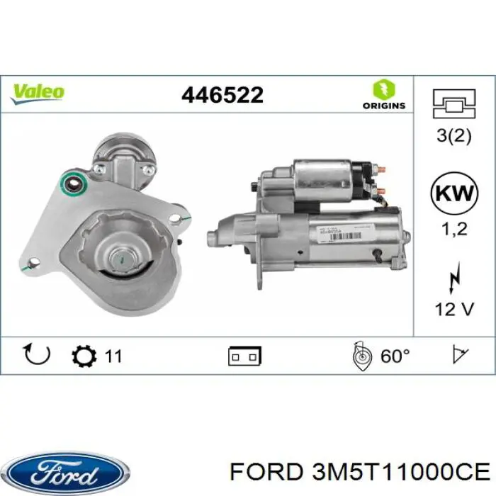 Стартер Ford 3M5T11000CE ціна, від 31.67 USD