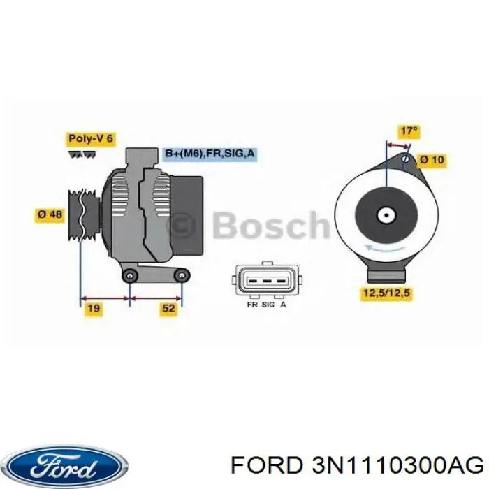 Генератор Ford 3N1110300AG ціна, від 69.21 USD