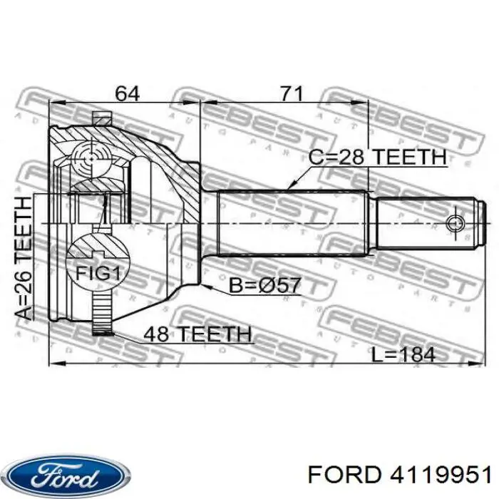 Купити 4119951 Ford Шарнір приводу зовнішній