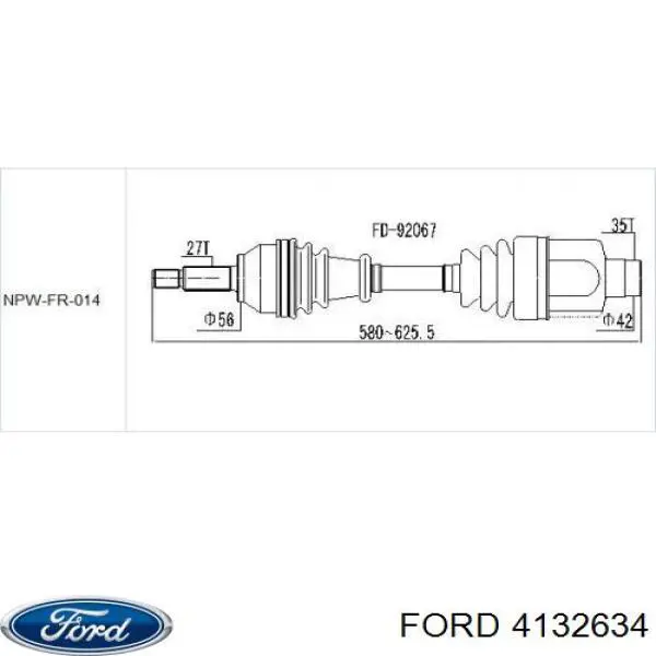 Піввісь передня, права Ford 4132634 ціна, від 76.64 USD
