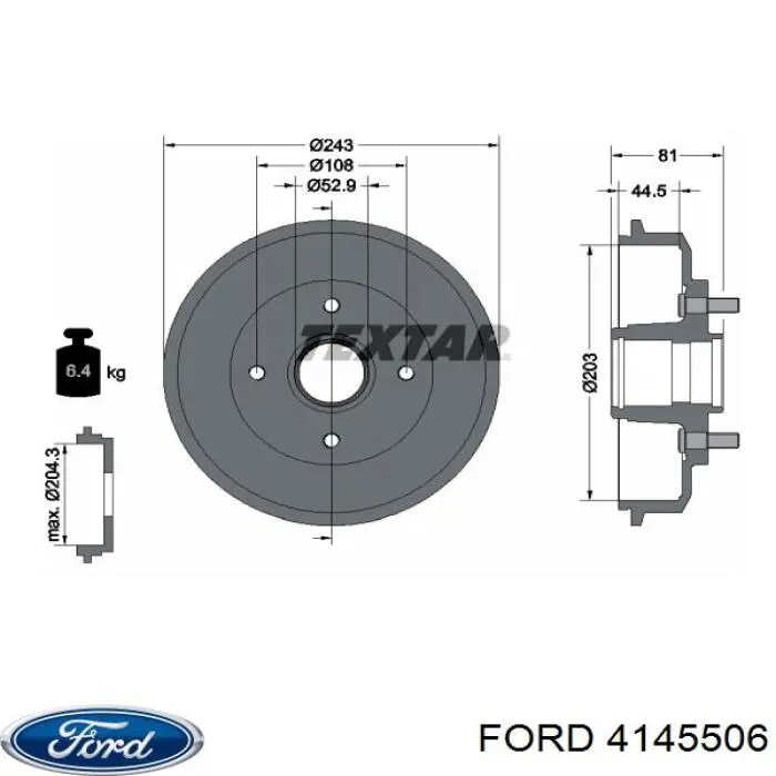 Барабан гальмівний задній 4145506 Ford