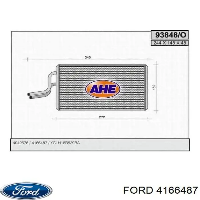 4166487 Ford Радіатор опалювача салону