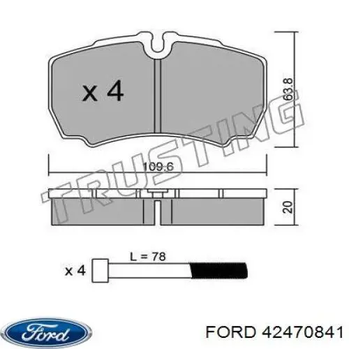 Колодки гальмові задні, дискові 42470841 Ford