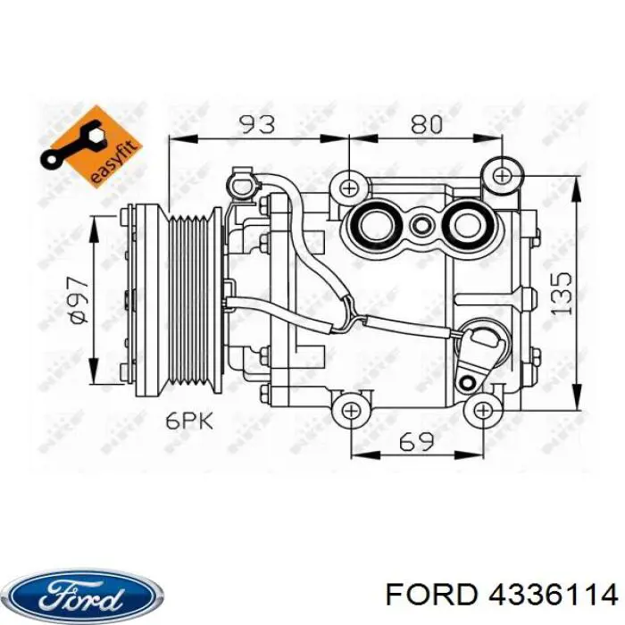 Компресор кондиціонера 4336114 Ford