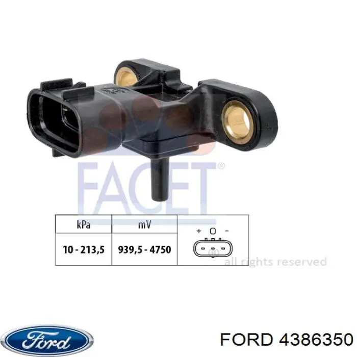Датчик тиску наддуву (датчик нагнітання повітря в турбіну) Ford 4386350 ціна, від 20.07 USD