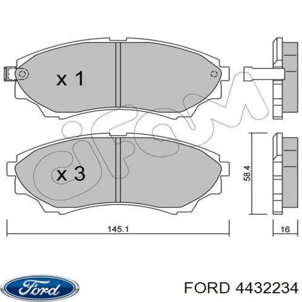 Передні тормозні колодки 4432234 Ford