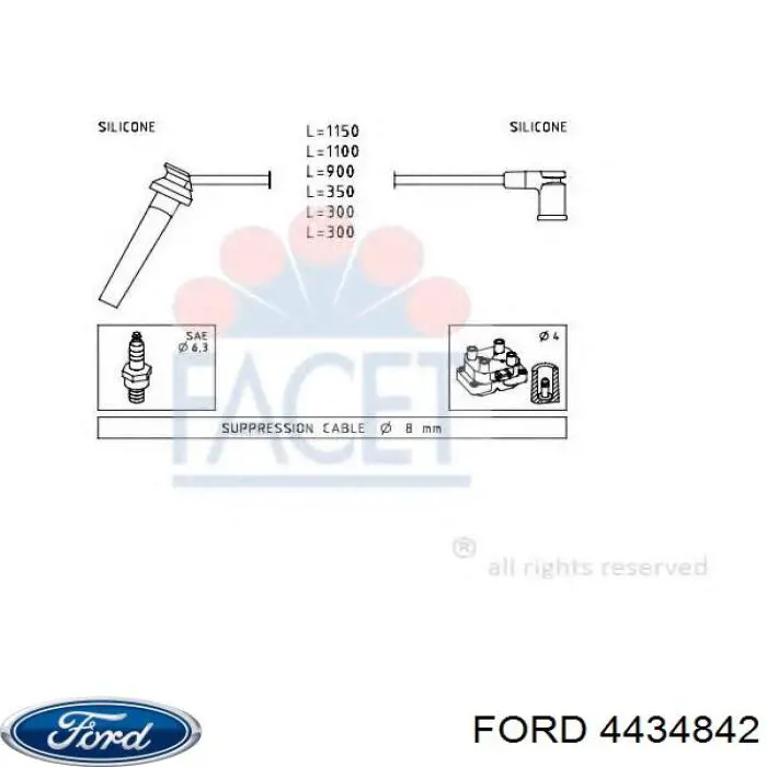 Дріт високовольтний, комплект 4434842 Ford