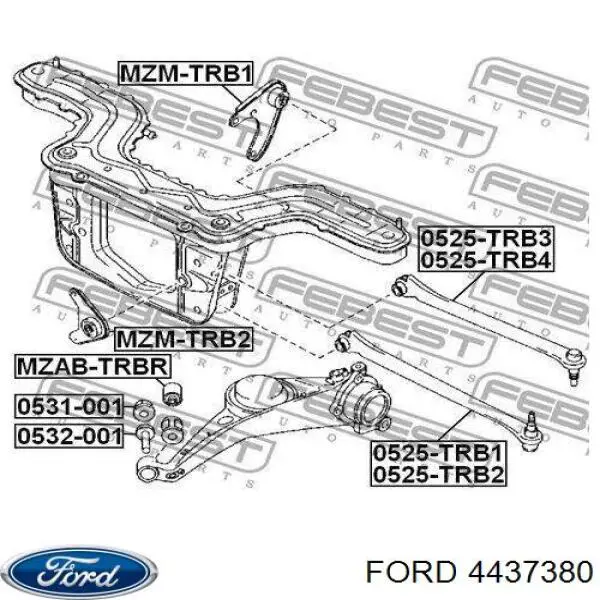 Важіль задньої підвіски верхній, правий 4437380 Ford