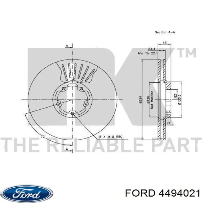 Диск гальмівний передній Ford 4494021