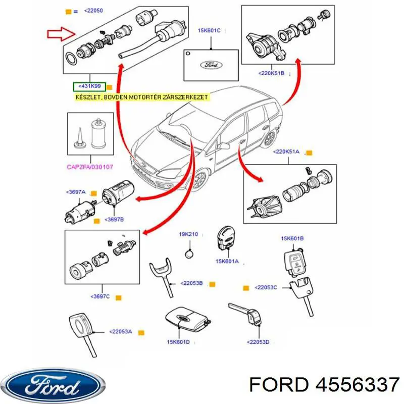 Замок капота Ford 3M5AR16B970AC ціна, від 50.66 USD