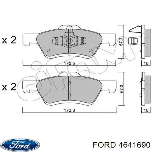 4641690 Ford колодки гальмівні передні, дискові