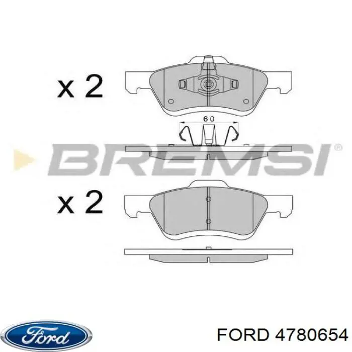 Колодки гальмівні передні, дискові 4780654 Ford